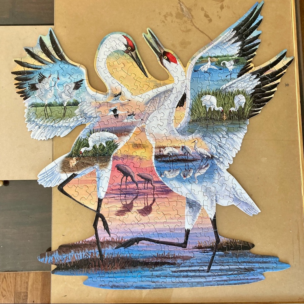 Bits and Pieces Mary Lou Troutman: Dance of the Whooping Cranes Shaped Puzzle - Picture 2 of 10